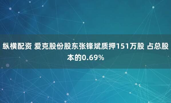 纵横配资 爱克股份股东张锋斌质押151万股 占总股本的0.69%